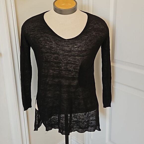 Sweet Baby Gal Women's Knitted Sheer Long Sleeves Top S/M Black - Picture 6 of 16